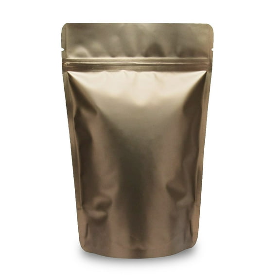Special Tea Company 50pcs Stand-up Resealable Foil Pouches Food Grade 9″ x 5.9″ (23cm x 15cm) Bronze Matt Finish