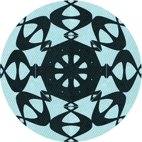 Ahgly Company Indoor Round Patterned Medium Teal Green Area Rugs, 6' Round