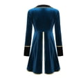 thumbnail image 5 of Cowsor Women Velvet Tailcoat Jacket Long Sleeve Lapel Collar One Button Closure Trim Swallow Tailed Mid Length Outerwear Halloween Themed Performance Stage Costume, 5 of 5
