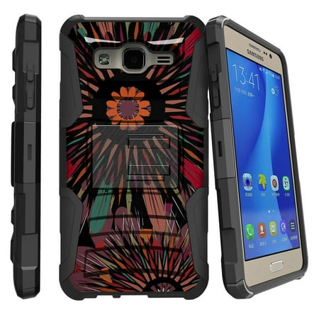 Samsung Galaxy On5 G550 Miniturtle® Clip Armor Dual Layer Case Rugged Exterior with Built in Kickstand + Holster - Modern Tribal