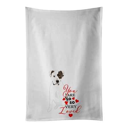 

Pit Bull White #2 so Loved White Kitchen Towel Set of 2 19 in x 28 in