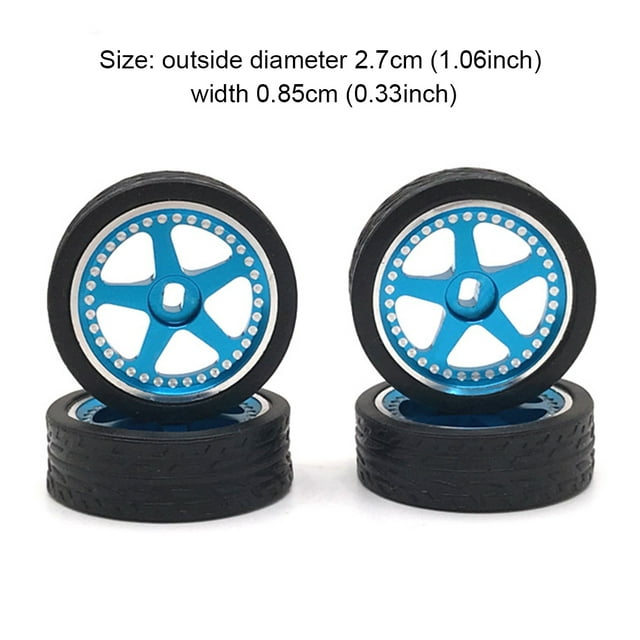 4 Pcs RC Model Car Wheel Rim Simulation Upgraded Modification Vehicle Wheels Assembly Replacement for WLtoys K969 K979 K989 K999 Blue
