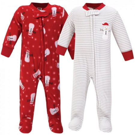 UPC: 0660168565959 | Hudson Baby Baby Fleece Zipper Sleep and Play 2pk  Santa Snowman  0-3 Months