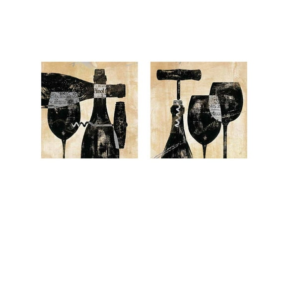Great Art Now Wine Selection by Daphne Brissonnet 2 Piece Print Art Set Each 12"W x 12"H