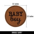 thumbnail image 2 of Baby Boy Fun Text 2.5" Faux Leather Round Engraved Iron-On Patch - Brown, 2 of 6