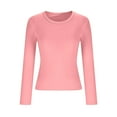 thumbnail image 6 of Otntypg Women's Long Sleeve Shirts Fall Tight Fitted Tops Crewneck Underscrubs Tee Lightweight Basic Solid Color Thermal Undershirts Pink L, 6 of 6