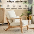 thumbnail image 3 of Capri Modern Accent Chair, Mid-Century Solid Wood Arm Chair, Upholstered Reading Chair with Lumbar Pillow, Sofa Side Chairs for Living Room Bedroom Guest Room, Beige/C, 3 of 9