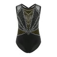 thumbnail image 3 of TSSOE Kids Girls 3-Piece Set Athletic Unitards Gymnastics Leotards Tumbling Clothes Ballet Dance Biketards Black&Gold 6, 3 of 7