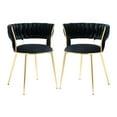 thumbnail image 3 of Velvet Dining Chairs Set of 2, Modern Woven Accent Chairs with Solid&PlyWood Frame, Metal Legs, 2pcs Luxury Tufted Armchair for Dining Room, Kitchen, Living Room, Black, 3 of 9
