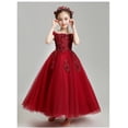 thumbnail image 1 of Off Shoulder Embroidery Flower Wedding Girl Dress Princess Party Events Ball Gowns Kids Girl Dress First Communion Clothes, 1 of 7