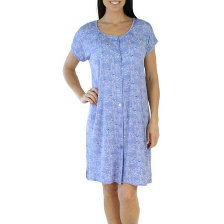 Jersey Nightshirt - bSoft Women's Sleepwear Bamboo Jersey Button up Short Sleeve Sleepshirt