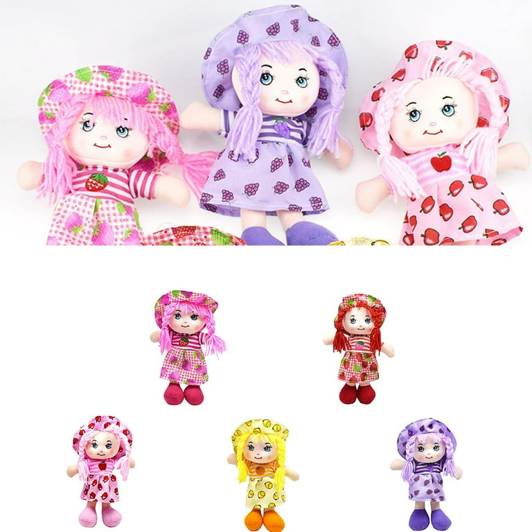 Stuffed Dolls Plush 25CM Cartoon Fruit Printing Skirt Hat Rag Doll