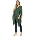 thumbnail image 3 of Sakkas Regina Women's Lightweight Stonewashed Poncho Top Blouse Caftan Cover up - A-ForestGreen - One Size, 3 of 5