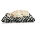 thumbnail image 1 of Abstract Pet Bed, Art Deco Style Image Ornamented with Diamond Shapes and Zigzag Stripes, Resistant Pad for Dogs and Cats Cushion with Removable Cover, 24" x 39", Ivory Charcoal Grey, by Ambesonne, 1 of 4
