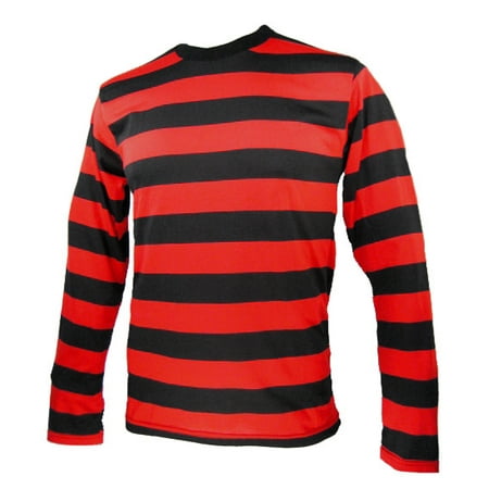 Tragic Mountain - Long Sleeve Red Black Striped Men's Shirt Large ...