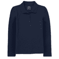 thumbnail image 1 of Unizone Uniforms Girls Long Sleeve Polo Shirt (Medium, Navy Blue), 1 of 6