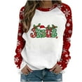 thumbnail image 3 of RKSTN Under $10 Women's Christmas Crewneck Sweatshirts Oversize Christmas Print Pullover Hoodless Sweatshirt Top Women Casual Loose Round Neck Drop Shoulder Long Sleeve Sweatshirt Fall Winter Deals, 3 of 5