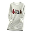 thumbnail image 3 of Jinhomg Holiday Fleece Lined Sweatshirt for Women Christmas Cute Plaid Tree Loungewear Winter Soft Comfy Long Sleeve Crewneck Tunic Tops Gray XL, 3 of 7