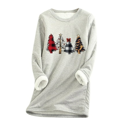 

HAPIMO Discount Women s Nightgowns Sleepwear Padded Fleece Long Sleeve Shirts Graphic Print Plush Warm Comfy Night Dress Loungewear Tops Gray XXXXL