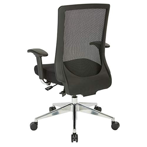 Black Bonded Leather Office Star 521 Series High Back Vertical Breathable Mesh Office Desk Chair with Height Adjustable Arms Seat Slider and Angled Base