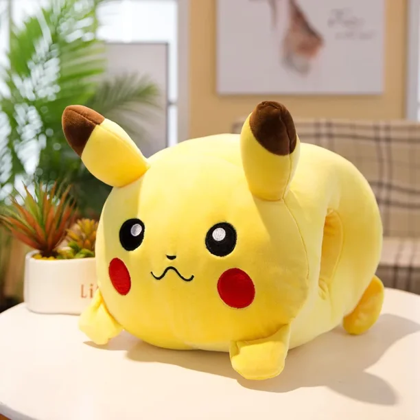 Disney Stitch muñeco de peluche calentador de manos almohada Kawaii Pokemon Pikachu juguetes de peluche almohada de dibujos animados lindo muñeco de peluche regalo de Navidad para niñas