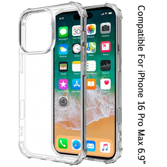 For Apple iPhone 16 Pro Max (6.9") Hybrid Transparent Thick TPU Rubber Silicone 4 Corners Gel Shockproof Protective Back Cover ,Xpm Phone Case [ Clear ]