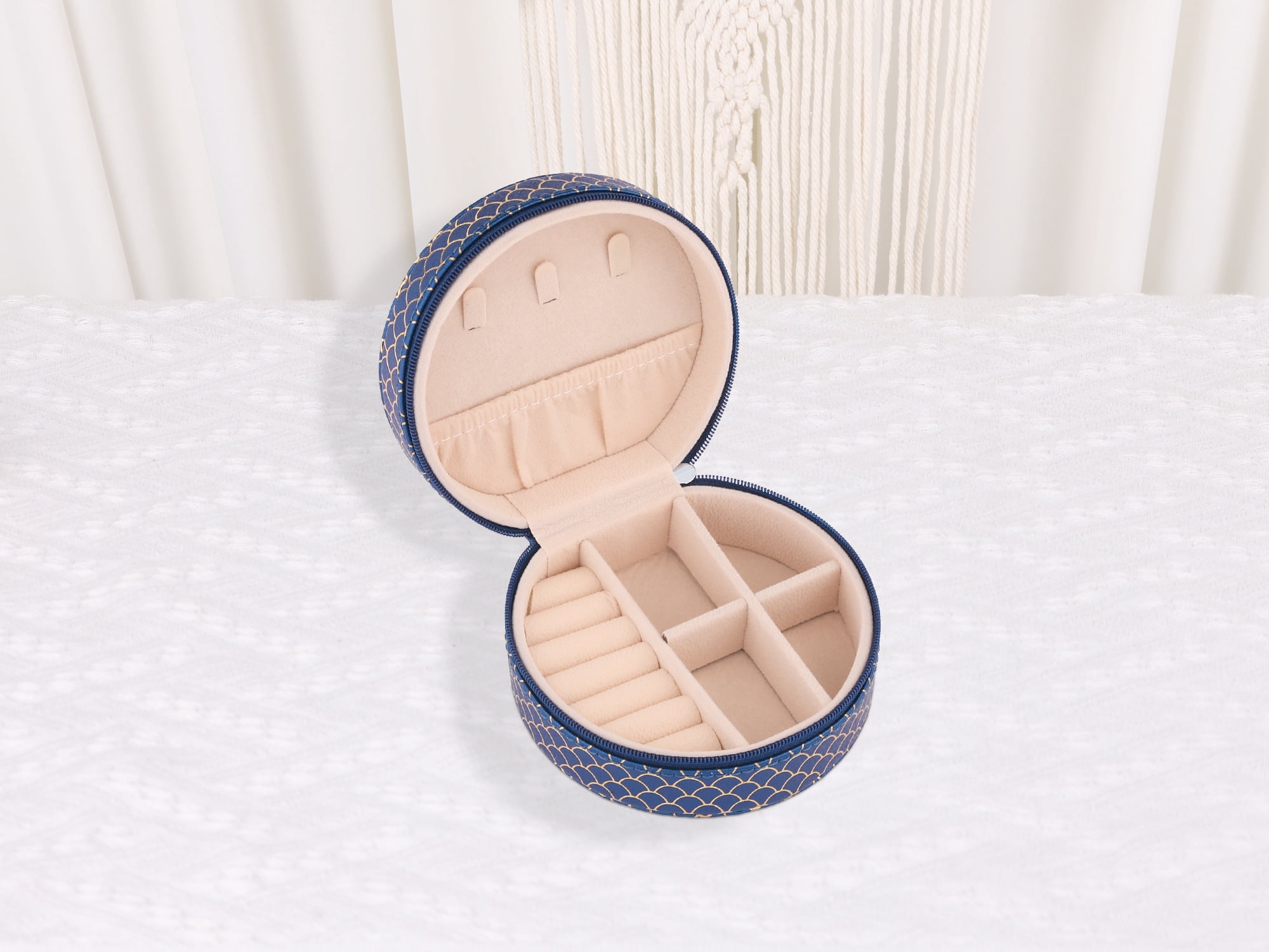 Unique Bargains Mini PU Leather Jewelry Box for Women Portable Organizer Case Dark Blue