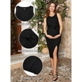 thumbnail image 3 of Vestido de maternidad V FOR CITY con abertura de punto, negro, talla L, 3 of 6