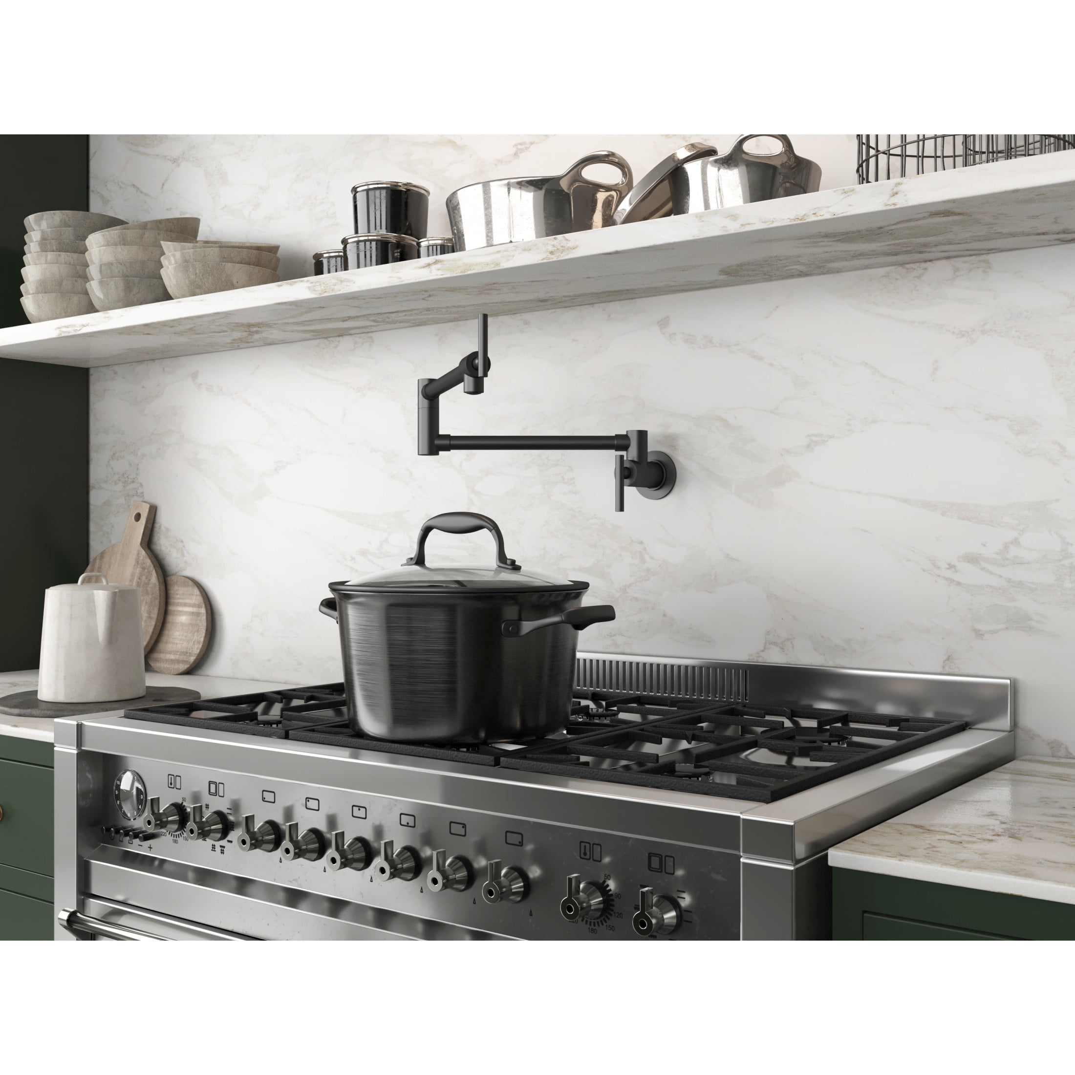 ANZZI Wall-Mounted Pot Filler Braccia Series 24 in. Gunmetal Black