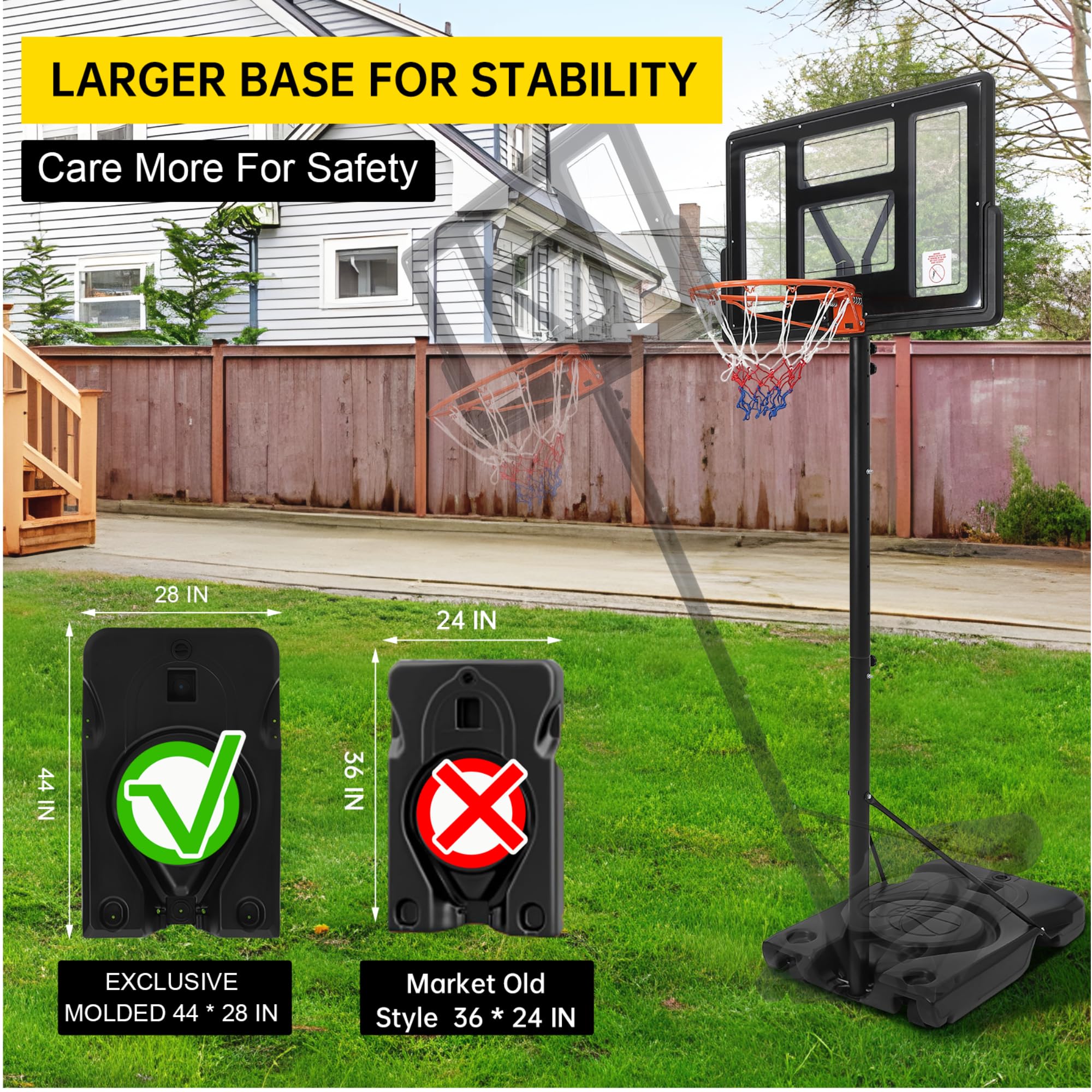 Luku Basketball Hoop, Adjustable Outdoor Basketball Hoop, 4-10FT Portable Basketball Goal System with Enlarged Base and PC Backboard for Adult in Backyard/Driveway