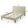 Zinus Shalini 41" Upholstered Platform Bed Frame, Beige, Queen
