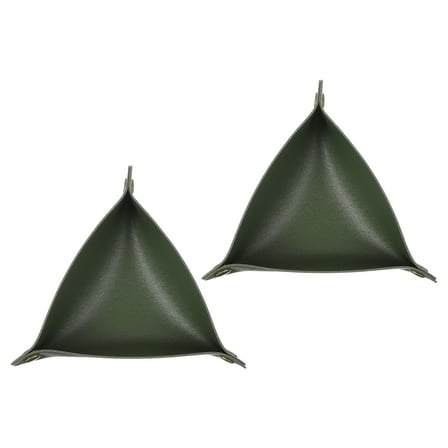 2 Pcs Valet Tray for Women and Men, PU Leather Jewelry Tray Entryway Table Bedside Nightstand Catchall Storage Organizer for Jewelry Key Coin Watch Wallet (Triangle, Dark Green)