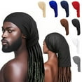 thumbnail image 4 of ZQUUVOU Men's Dreadlock Headwrap Stretchable Solid Color Street Hair Protection Silky Sweat Wicking Beanie Head Wrap Gray, 4 of 4