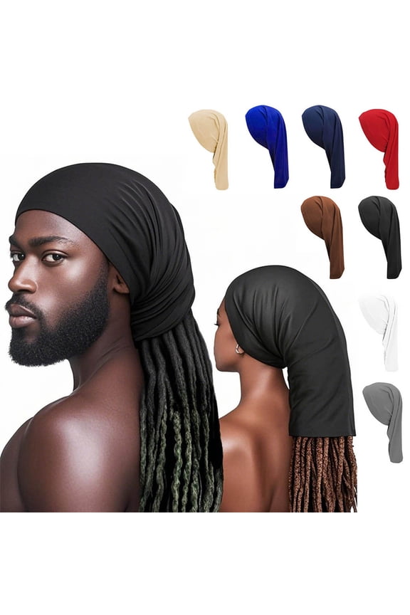 Men Women Stretchy Dreadlock Cap, Long Tail Breathable Headwrap for Locs Braids Hair