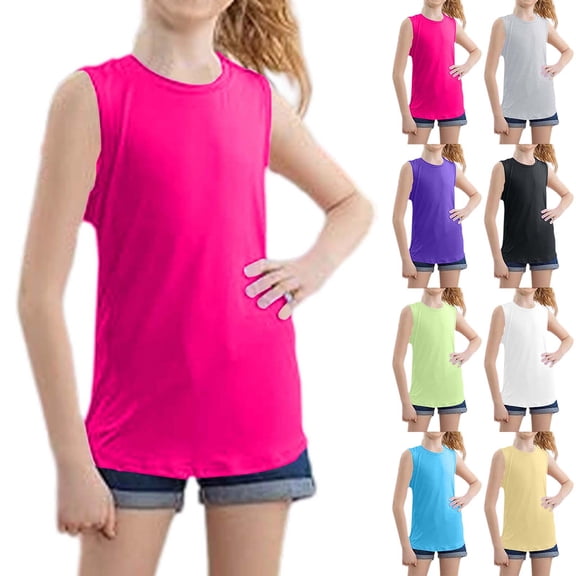 RTKFRFLM Girls Basic Cotton Cami Sleeveless Racerback Tank Top Soft Stretchy Undershirt Purple 12-13 Years
