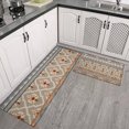 thumbnail image 2 of Orange Geometric Diamond Cross Pattern Kitchen Rugs Sets Of 2,Anti Fatigue Kitchen Mat Rugs Non Slip Washable,Decorative Kitchen Floor Mats for Kitchen,Sink,Laundry,17"x30"+17"x47", 2 of 7