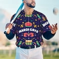 thumbnail image 6 of Daiia Happy Mardi Gras Mens Baseball Jersey Button Down Shirts Short Sleeve Sports Uniforms-Large, 6 of 9