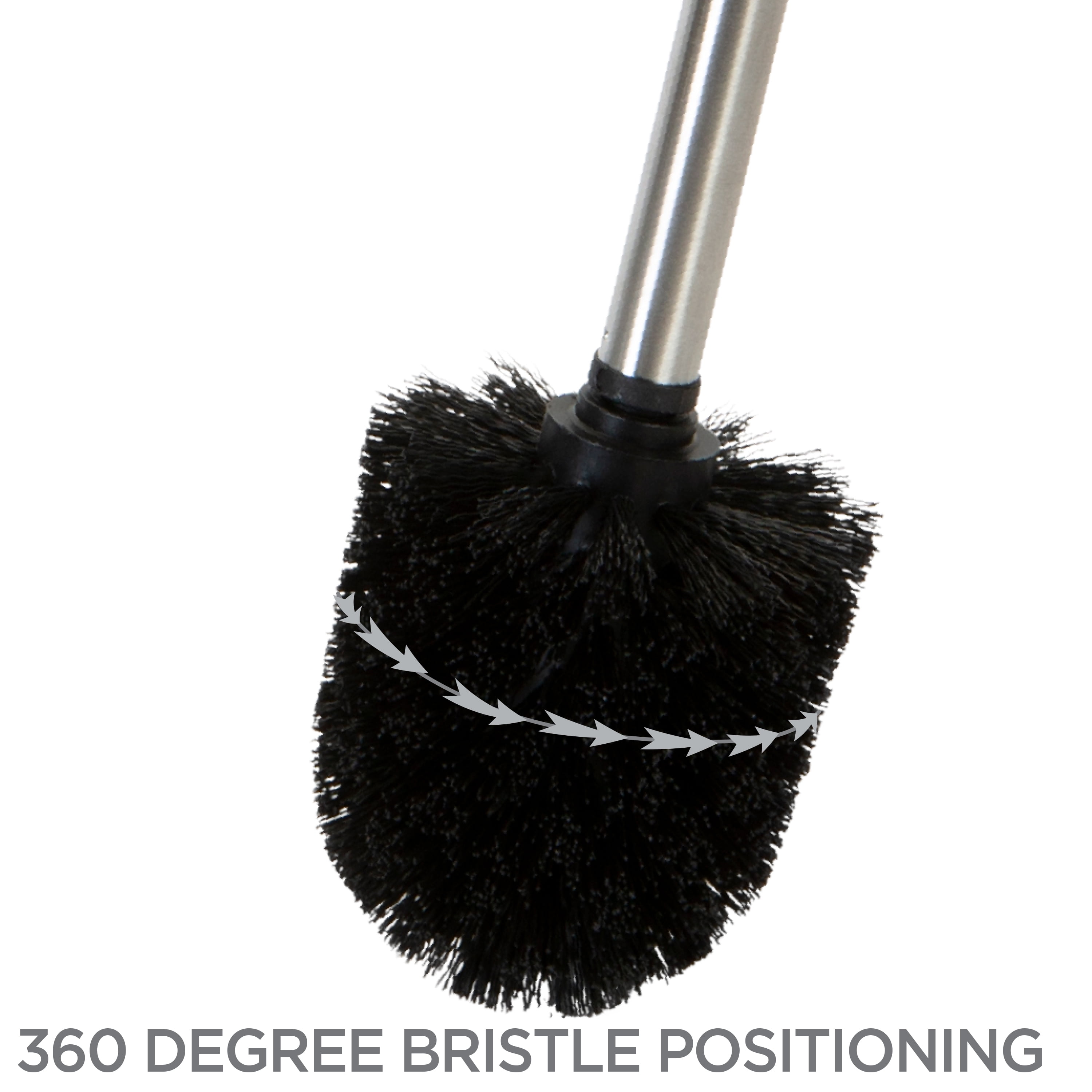 Bath Bliss 2 Pack Self Closing Lid Toilet Brush and Holder in Grey