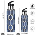 thumbnail image 2 of Yayeee 20oz Insulated Water Bottle Double Wall Stainless Steel with Flip Straw Lid, Blue Hexagon Pattern, 2 of 7