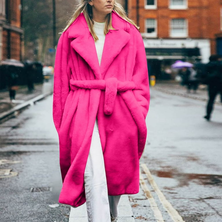 WCMZJ Plus Size Fur Coats for Women Winter Maxi Fluffy Faux Fur