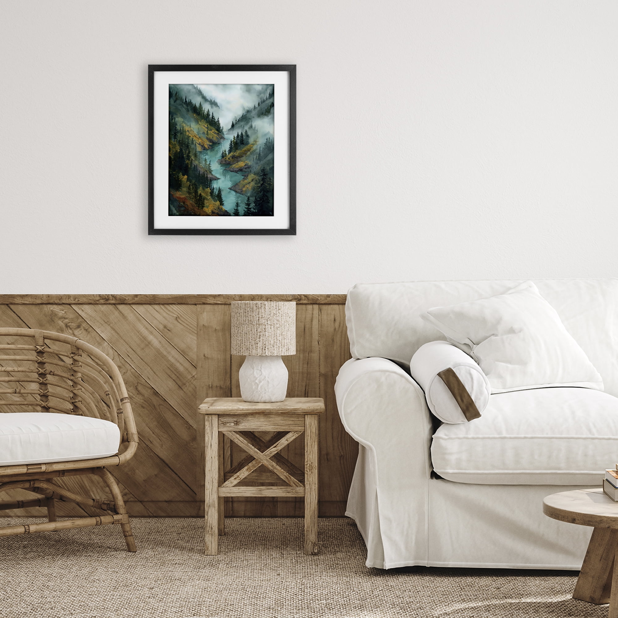 Stupell Industries Turquoise Mountain River Bends Black Framed Print Under Glass, design by Franklyn Gregory