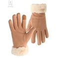 thumbnail image 2 of Gustave Women's Thermal Warm Winter Gloves Touchscreen Soft Fleece Lining Gloves Chamois Suede Outdoor Driving Ski Mittens, Khaki, 2 of 8