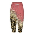 thumbnail image 6 of TFEOQRY Capris Pants for Women Leopard Print Drawstring Tied Cropped Pants with Pockets Elastic Waisted Trousers Red, 6 of 6