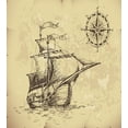 thumbnail image 3 of Compass Duvet Cover Set, Hand Drawn Old Paper Style Background Ship Flags Journey Navigation, Decorative 2 Piece Bedding Set with 1 Pillow Shams, Twin Size, Brown Sand Brown, by Ambesonne, 3 of 3