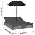 thumbnail image 4 of vidaXL Outdoor Lounge Bed with Umbrella Poly Rattan Grey, 4 of 5