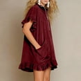 thumbnail image 4 of Women's Casual Short Sleeve Dress with Turndown Collar and Zipper Pocket, 4 of 6