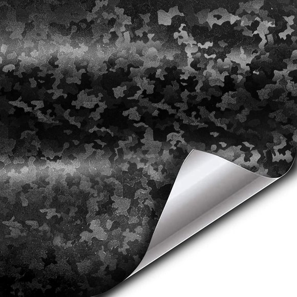 VViViD+ 2020 Edition Black Stealth Small Pattern Camouflage Vinyl Wrap Roll (1ft x 5ft)