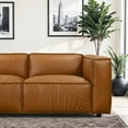 thumbnail image 5 of Minden Mid Century Modern Vegan Leather L-Shaped Corner Sofa in Cognac Tan, 5 of 5
