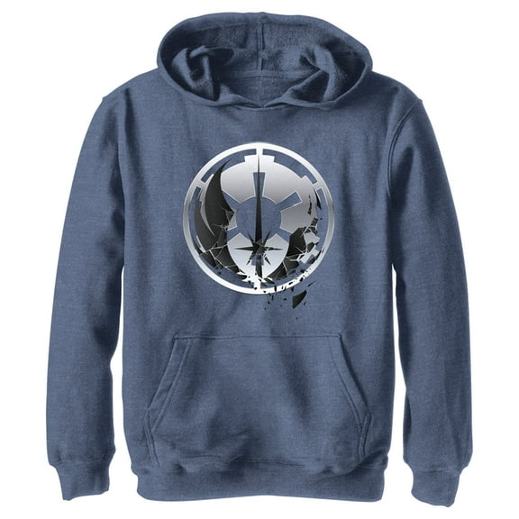 Boy's Star Wars: Obi-Wan Kenobi Jedi and Empire Logo Pull Over Hoodie Navy Blue Heather X Large