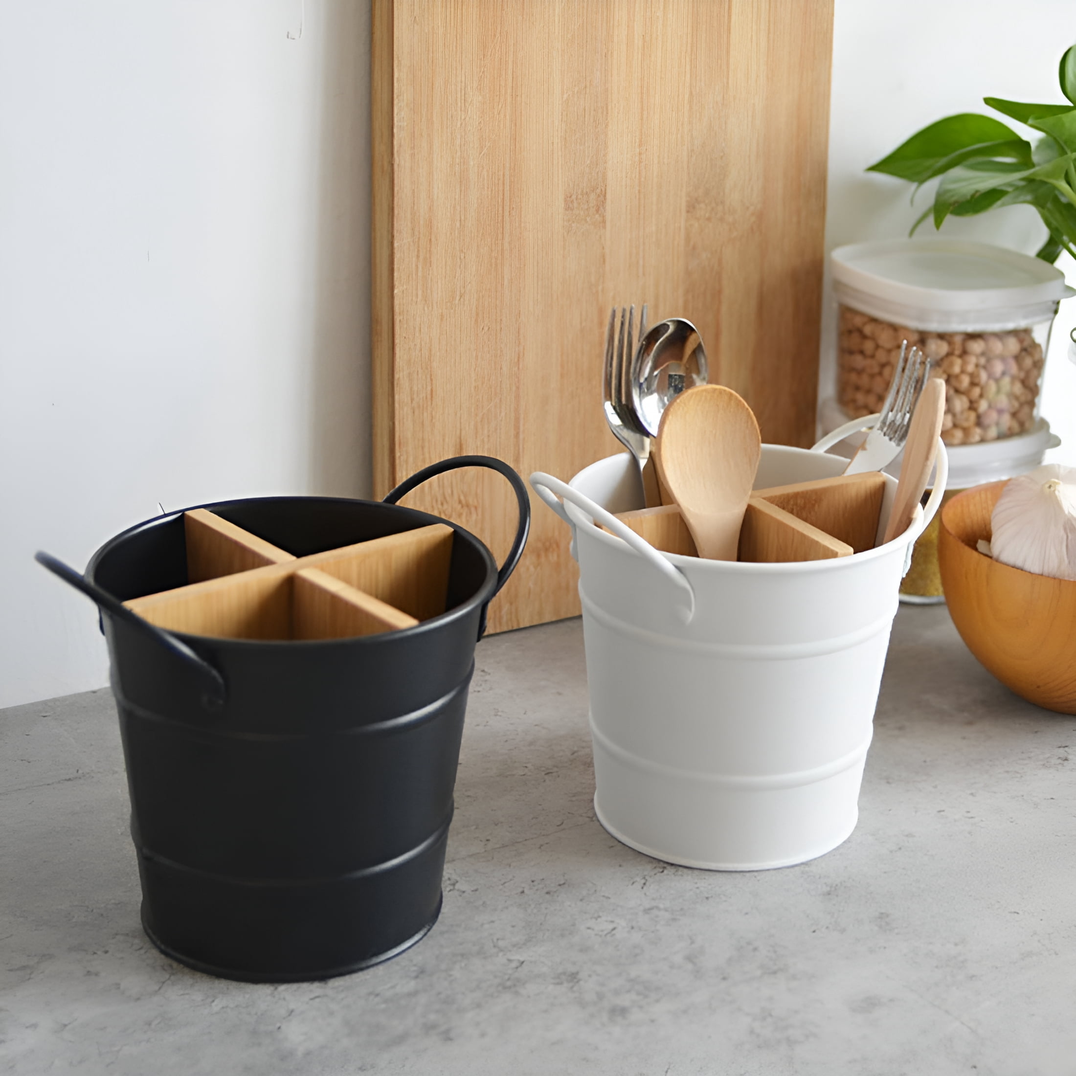ACDANC 2026 New Kitchen Utensil Holder for Countertop Extra Large Cooking Utensil Crock with Handle&Removable Divider,Vintage Cutlery Caddy Decor,Metal Utensil Pot for Counter for Fork Spoon Knife